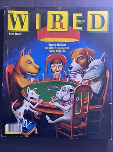 1998 APRIL WIRED MAGAZINE - BILL GATES PLAYING WITH THE BIG DOGS COVER -Vg - Picture 1 of 5