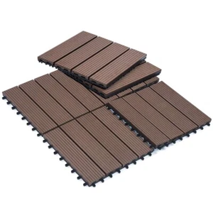 6 PCS Deck Tiles 12"x12" - Easy Install Wood Plastic Flooring for Garden & Patio - Picture 1 of 2