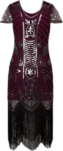 Vijiv 1920s Gatsby Flapper Dresses with Sleeves Sequin Art Deco Cocktail Dress S - Picture 1 of 4