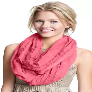 CJ Apparel Coral Pink Mobius Infinity Scarf Seconds Snood Cowl Shawl Pashmina - Picture 1 of 8