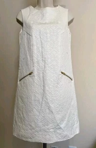 Neu J. Crew Jacquard cremefarben cremefarbenes cremefarbenes Kleid XXS Reißverschlusstasche - Bild 1 von 9