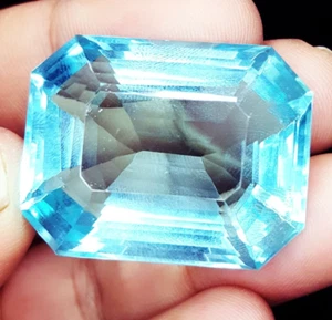 Gema de corte octágono certificada piedra preciosa suelta aguamarina transparente azul 60+ quilates G566 - Imagen 1 de 12