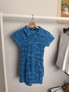 Jaded London Women's Blue Play suit, Buttoned And Textured With Towel Material - Picture 1 of 5