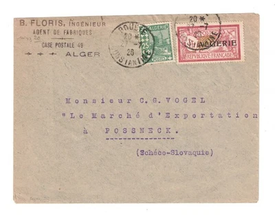 1926 French Algeria Cover to Possneck Czechoslovakia - Image 1 of 2
