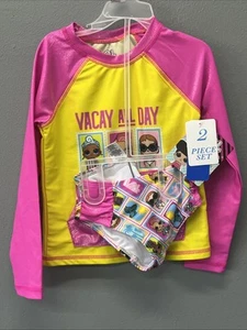 LOL Surprise Girls Swimsuit Size 6 Rash Guard Shirt Set 2 Piece Vacay All Day - Picture 1 of 4
