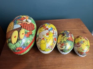 Vintage West/East German Easter Egg Paper Mache Ducks Baby Carriage Boxing Cat - Picture 1 of 23