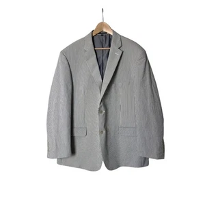 Jos A Bank 1905 Tailored Fit Grey & White Stripe Seersucker Blazer US 48 - Picture 1 of 7