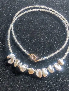 17 ''14 K Labradorite And Silver Keshi Pearl Necklace - Picture 1 of 3