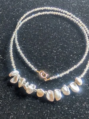17 ''14 K Labradorite And Silver Keshi Pearl Necklace - Image 1 of 3