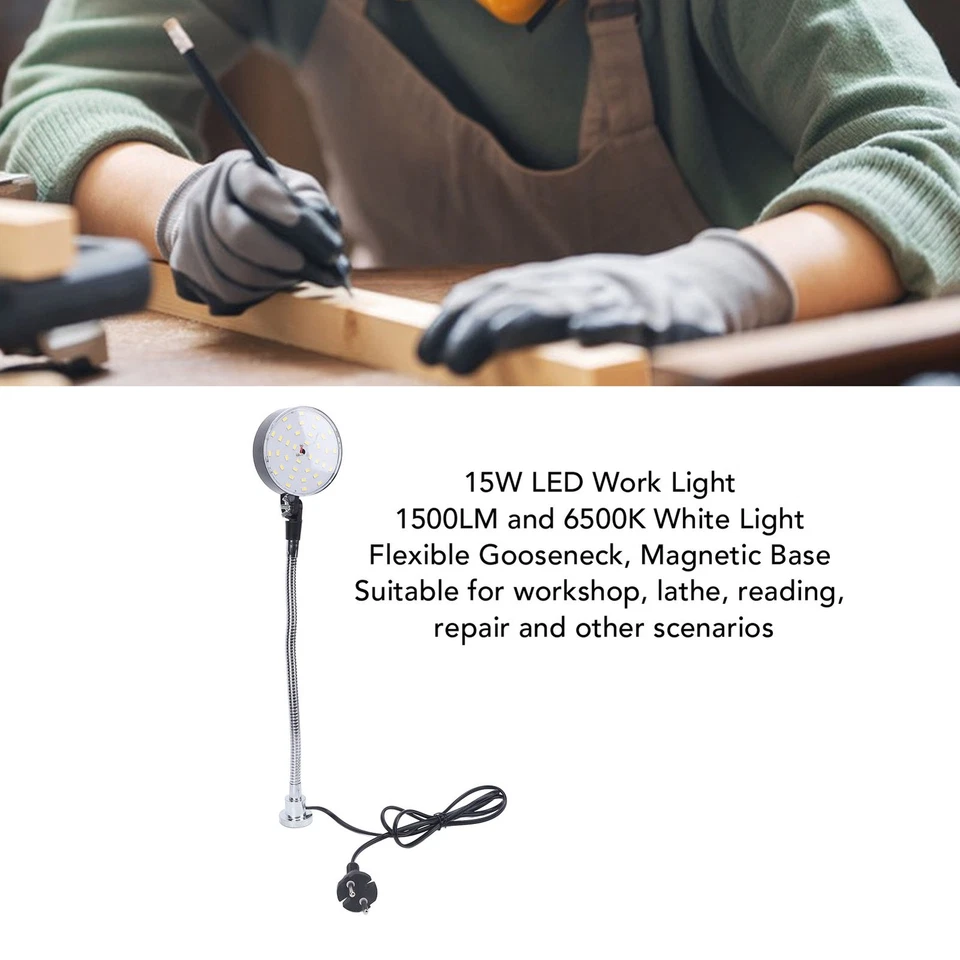 LED Machine Light 30cm Flexible Gooseneck Magnetic Base Work Light For Lath - Image 1 of 4