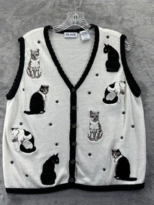 Blair Cats Cat Lady Pullover Weste Damen große Strickjacke bestickt Knopf Goth - Bild 1 von 23