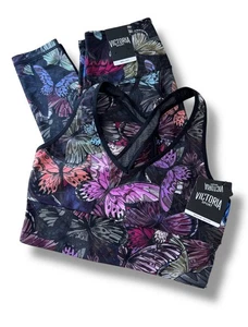 PINK Victoria’s Secret Leggings & Top Sport Bralette Set Butterflies S - Picture 1 of 9
