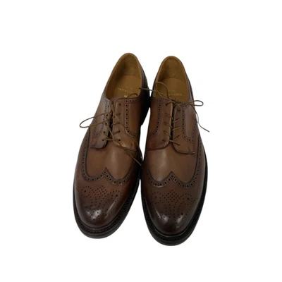 Sapatos sociais masculinos Polo Ralph Lauren couro 12D marrom Asher ponta das asas brogue novo sem caixa - Imagem 1 de 4