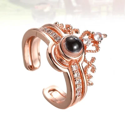  2 in 1 Fashion 100 Language of I Love You Anello di proiezione Zircone Corona a - Immagine 1 di 4