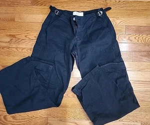 Hollister Women's Low-Rise Baggy Cargo Pants 6R W28 Regular Black Pockets - Picture 1 of 7
