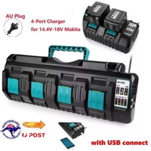 DC18SF 4Port Charger Lithium Battery Charger W/USB Fireproof Material for Makita - Picture 1 of 13