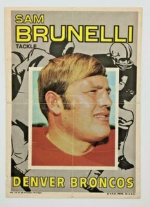 1971 Póster pin-ups de fútbol americano Sam Brunelli T Denver Broncos #14 - Imagen 1 de 2