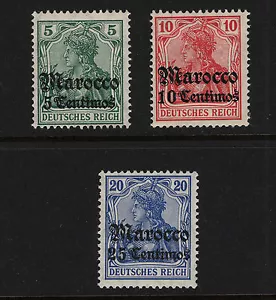 OPC 1906 Oficinas alemanas en Marruecos #34-36 Wmk Estampillada sin montar o nunca montada - Imagen 1 de 2