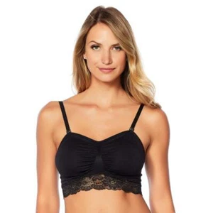 Rhonda Shear Seamless Convertible Lace Bra, Black, L - Picture 1 of 2
