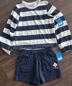 Columbia Sweatshirt & Shorts Lounge set 2 pieces  Navy blue/white - Picture 1 of 3