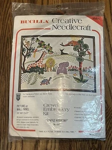 Vintage Bucilla Creative Needlecraft Crewel Embroidery Kit Jungle Harmony RARE - Bild 1 von 3