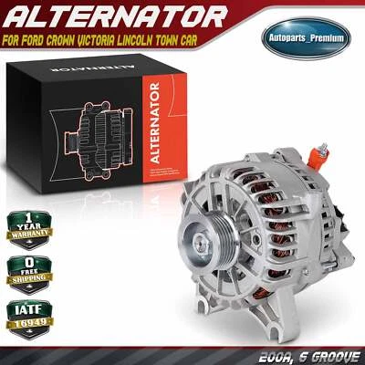 Alternator for Ford Crown Victoria Lincoln Town Car Mercury 200A 12V CW 6-Groove - Image 1 of 4