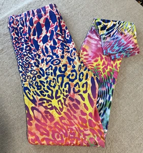 Girls Legging Bright 80’s “Lisa Frank Look”Ndoobiy Poly Spandex Animal Print - Picture 1 of 11