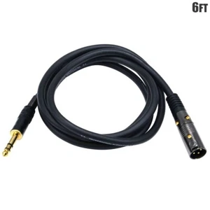 6FT Premium XLR 3Pin Male to 6.35mm 1/4" Stereo Male Microphone Audio Cable Gold - Picture 1 of 2