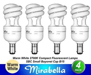 4 x 8W B15 Compact Fluorescent Lamps Globes Bulbs 2700K Warm White CFL SBC - Picture 1 of 5