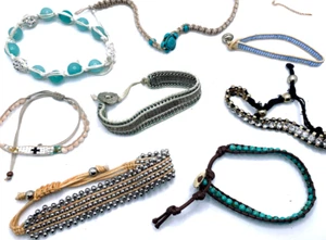 Boho Multi-color Multi-strand Braided Beaded Adjustable Bracelets Lot of 8 - Picture 1 of 11