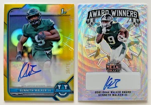 2021-22 Bowman Chrome U KENNETH WALKER III 1st Auto /75 + Leaf Metal Draft /30 - Picture 1 of 2