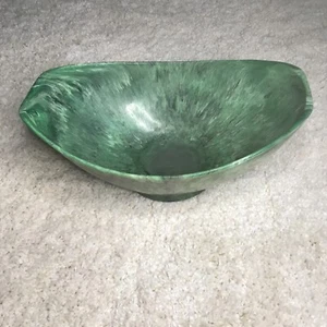 MELAMINE MID CENTURY MODERN GREEN MARBLED SEIRL OBLONG SERVING BOWL - Picture 1 of 12