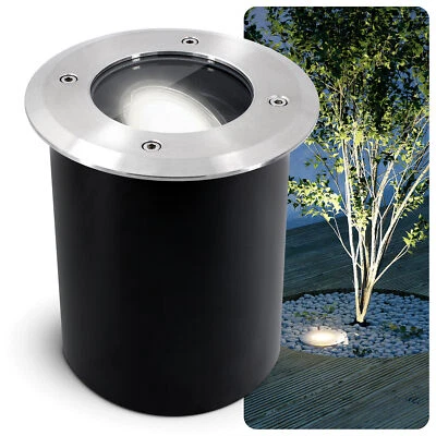 JUAVI Bodeneinbaustrahler silber rund IP67 inkl. LED GU10 6W neutralweiß 230V - Bild 1 von 4