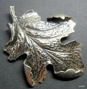 Broche prendedor vintage de hoja de roble de plata esterlina Danecraft como en la imagen. "23/4"" X 2""" - Imagen 1 de 5
