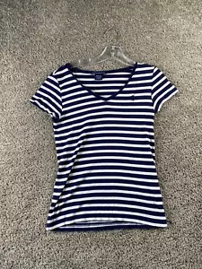 Ralph Lauren Shirt Youth Medium Blue White Pony Lightweight V Neck Kids Girls - Picture 1 of 11