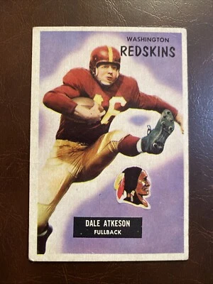 1955 Bowman #129 DALE ATKESON Washington Redskins Tough High Number VG - Image 1 of 2