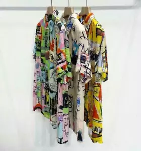 Wacko Maria Jean-michel Basquiat Graffiti Hawaiian Short Sleeve Shirt - Picture 1 of 10