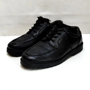 Thom McAn Kolton Black Oxford Mens 11W Quality Leather Pebbled Texture Moc Toe - Picture 1 of 8
