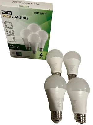 GE 75-watt LED 4 Light Bulbs Soft White uses 12w A19 Medium Base E26 1050 Lumens - Image 1 of 4