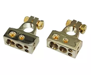 A4A Gold Plated 1X2GA 1X4GA 2X8GA Battery Terminal Car battery post SKBT-051G+ - - Picture 1 of 3