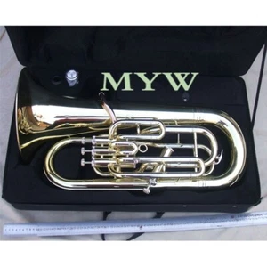 Funion Bb Baritone Horn Kit Bb Key 3+1 Valves Brass Body Gold Lacquer W Case - Picture 1 of 5