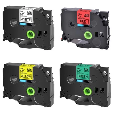 4PK Compatible con Cinta de Etiqueta Brother Blanca/Roja/Amarilla/Verde TZ241 441 641 741 Foto 1 de 4