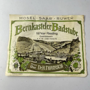VTG Bernkasteler Badstube 1974 Mosel Saar Ruwer Riesling Wine Label Qualitatswei - Picture 1 of 4