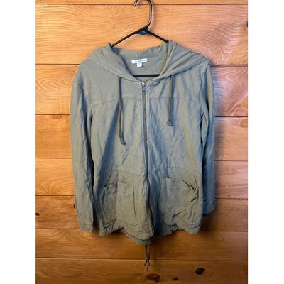 Стандартный James Perse оливковый зеленый с капюшоном молнии куртка шнурка талии размер 2 - Изображение 1 из 4