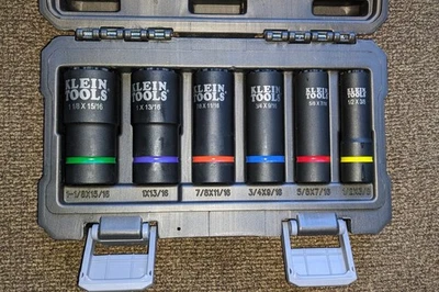 Klein Tools 66010 Impact Socket Set High-Torque Deep Sockets 12-Point 1.5" Drive - Image 1 of 3