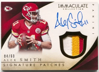 Immaculate Alex Smith 2014 autógrafo firma parche de 3 colores automático #/60 Foto 1 de 4