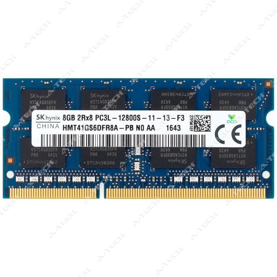 Hynix 8GB DDR3 1600 MHz PC3-12800 2Rx8 SODIMM Laptop Memory RAM HMT41GS6DFR8A-PB - Image 1 of 2