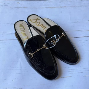 Sam Edelman Linnie schwarze Lackleder Pantolette Damen Pantolette Größe 7 neu mit Etikett - Bild 1 von 7
