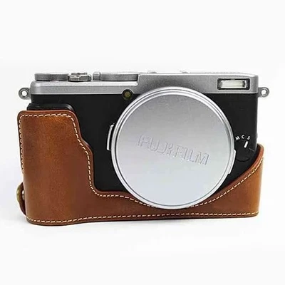 Medio estuche protector de cuero con agarre para cámara Fuji Fuji Fujifilm Finepix X70 Foto 1 de 4