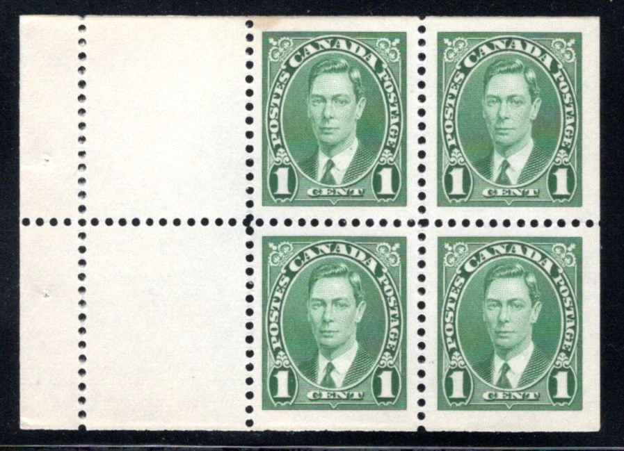 Scott 231a, 1c, KGVI Mufti Issue, booklet pane, MNHOG, VF, Canada - Image 1 of 1